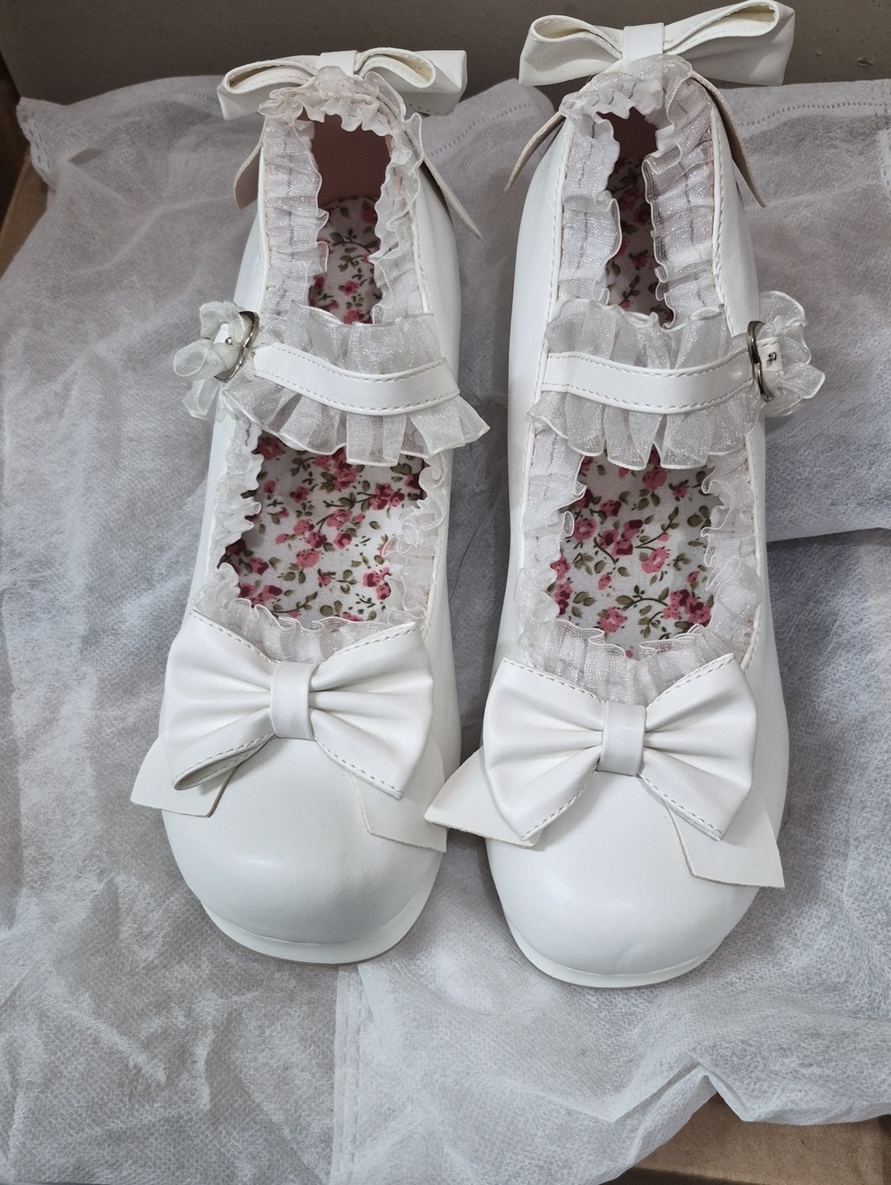 White Bow Mary Jane Shoes for Women
